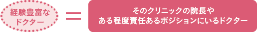 経験豊富なドクター = そのクリニックの院長やある程度責任あるポジションにいるドクター